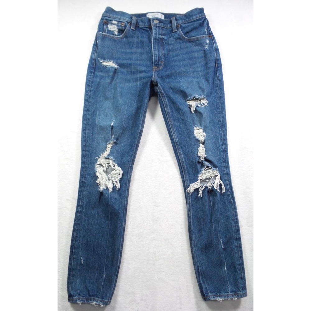 Abercrombie & Fitch Jeans Womens Size 28 Blue The Skinny High Rise Distressed